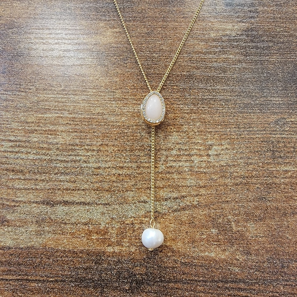J. Crew Pave Pearl Drop Necklace NWT